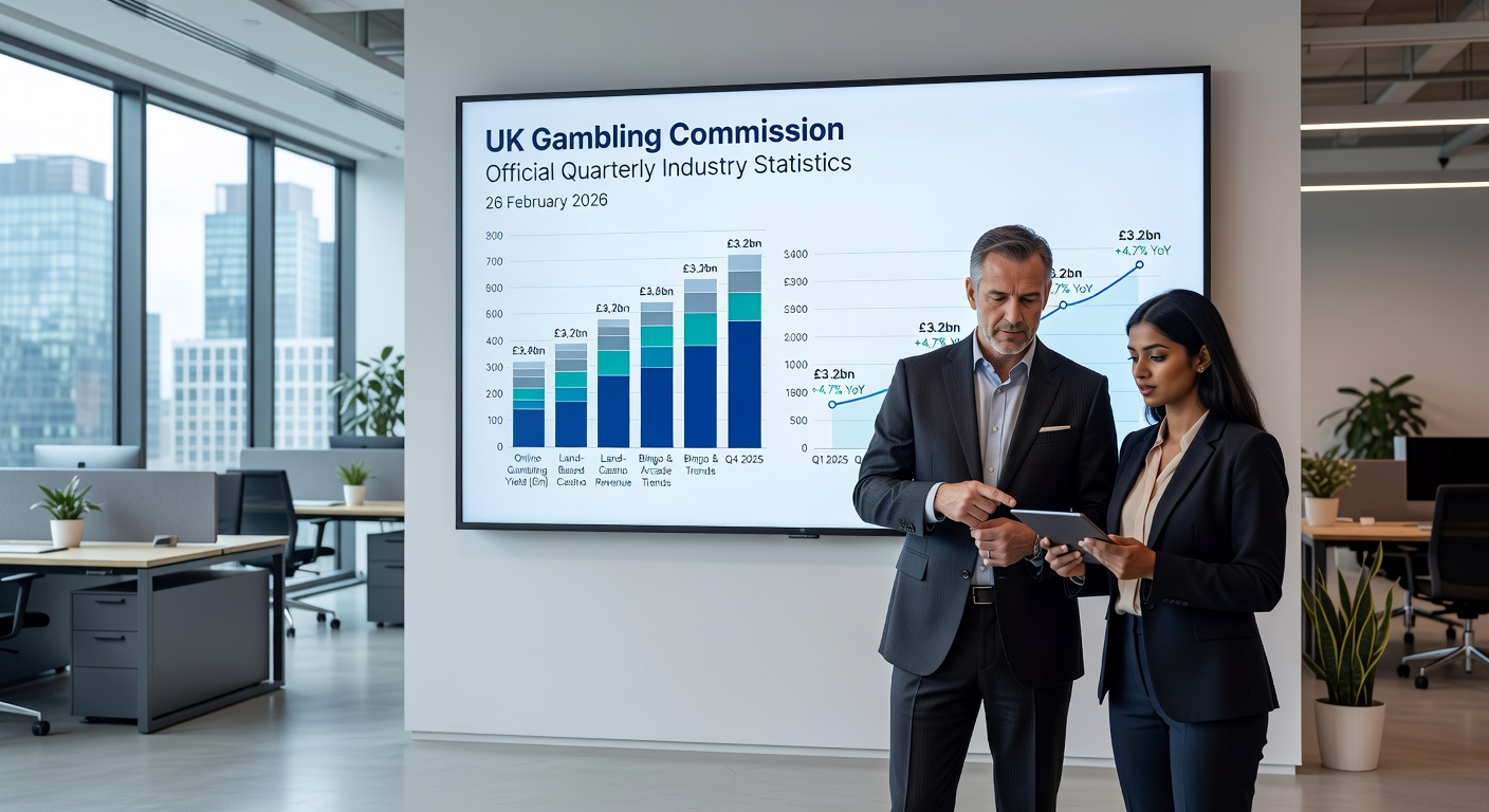 Infographic detailing UK land-based gambling premises and machines alongside remote sector yields for Q3 2025