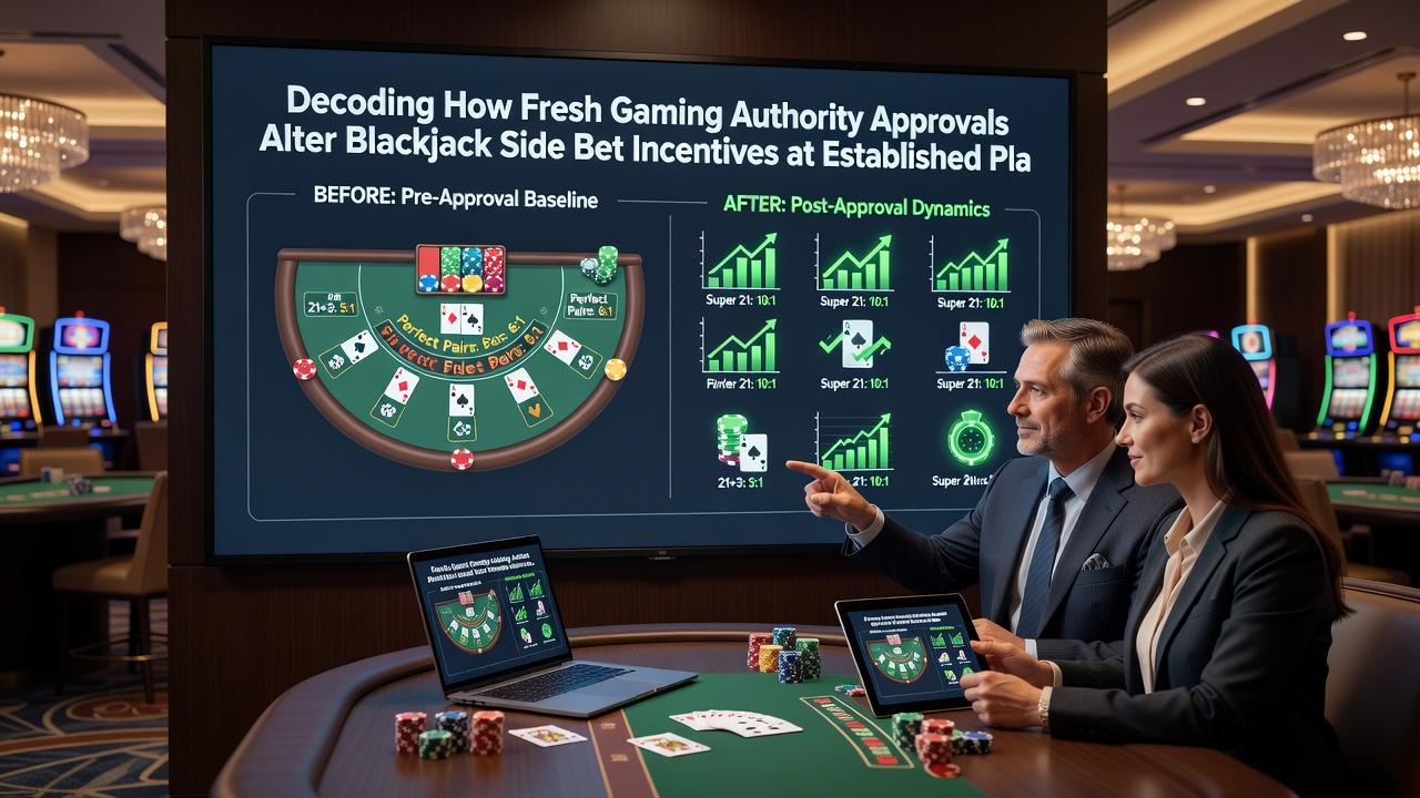 Data charts and regulatory approval timelines illustrating changes to blackjack side bet incentives on established platforms