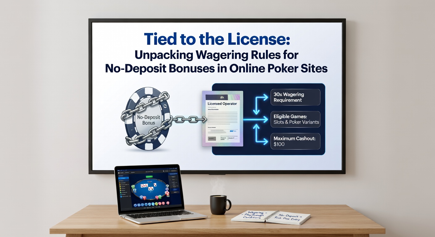 Infographic detailing wagering multipliers across global poker licenses, with icons for major regulators and example bonus terms